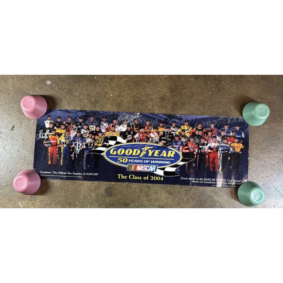 Vintage Y2k Nascar Class Of 2004 Poster 50 Years Worn Down 20+ AUTOGRAPHS!!!